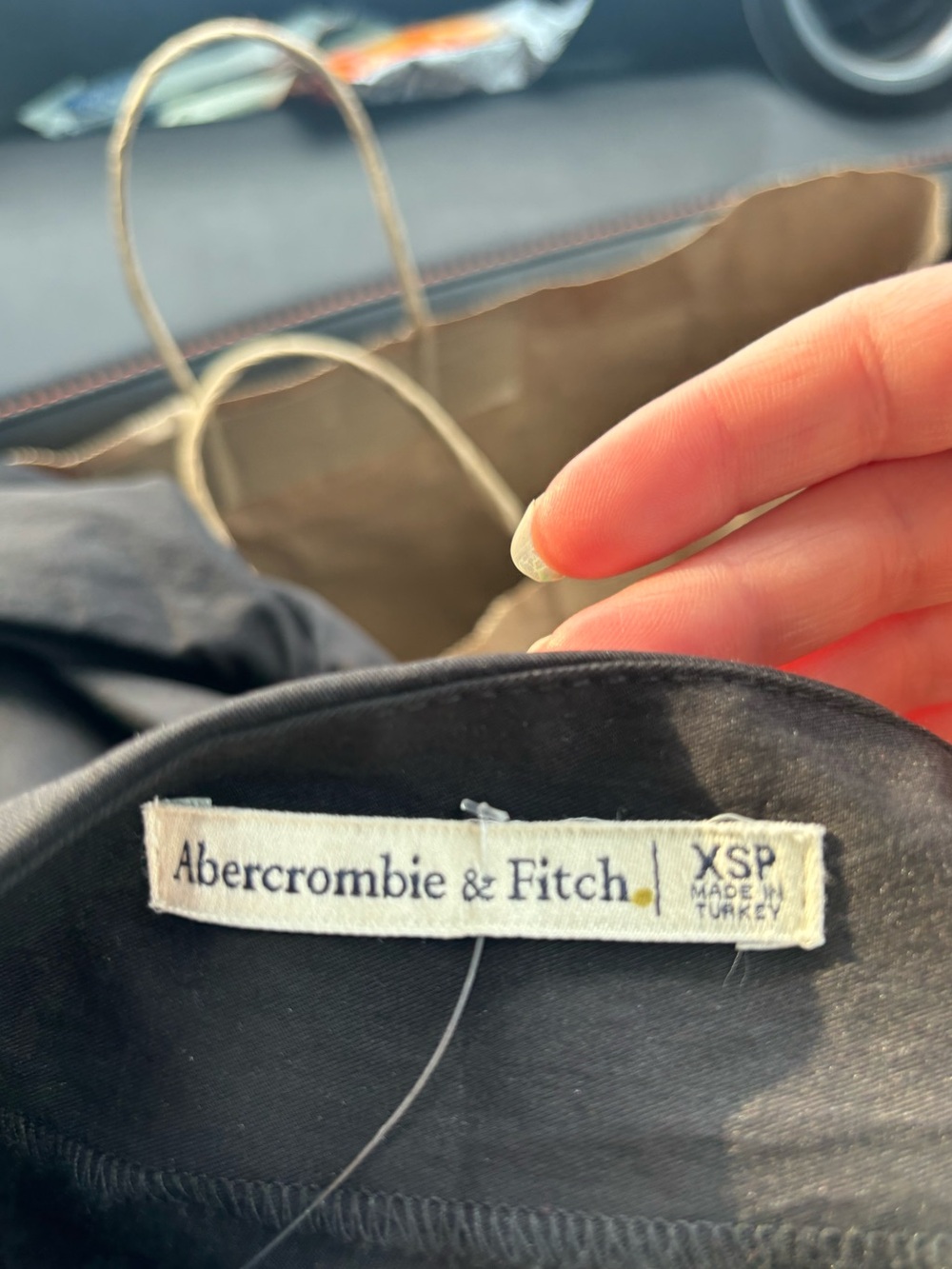 Abercrombie & Fitch Black One-Shoulder Ruched Maxi Dress with Side Slit - Picture 2 of 2